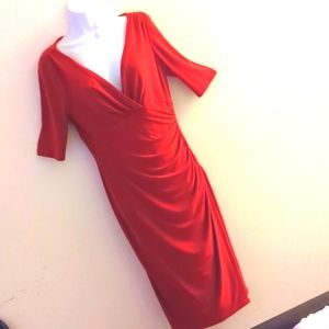 Red Ralph Lauren midi sheath dress
